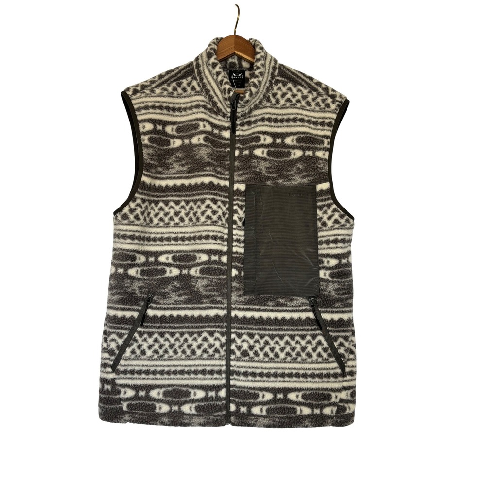 Oakley Snowdrift Sherpa Vest Mens L Mountain Pattern Granite NEW Gorpcore